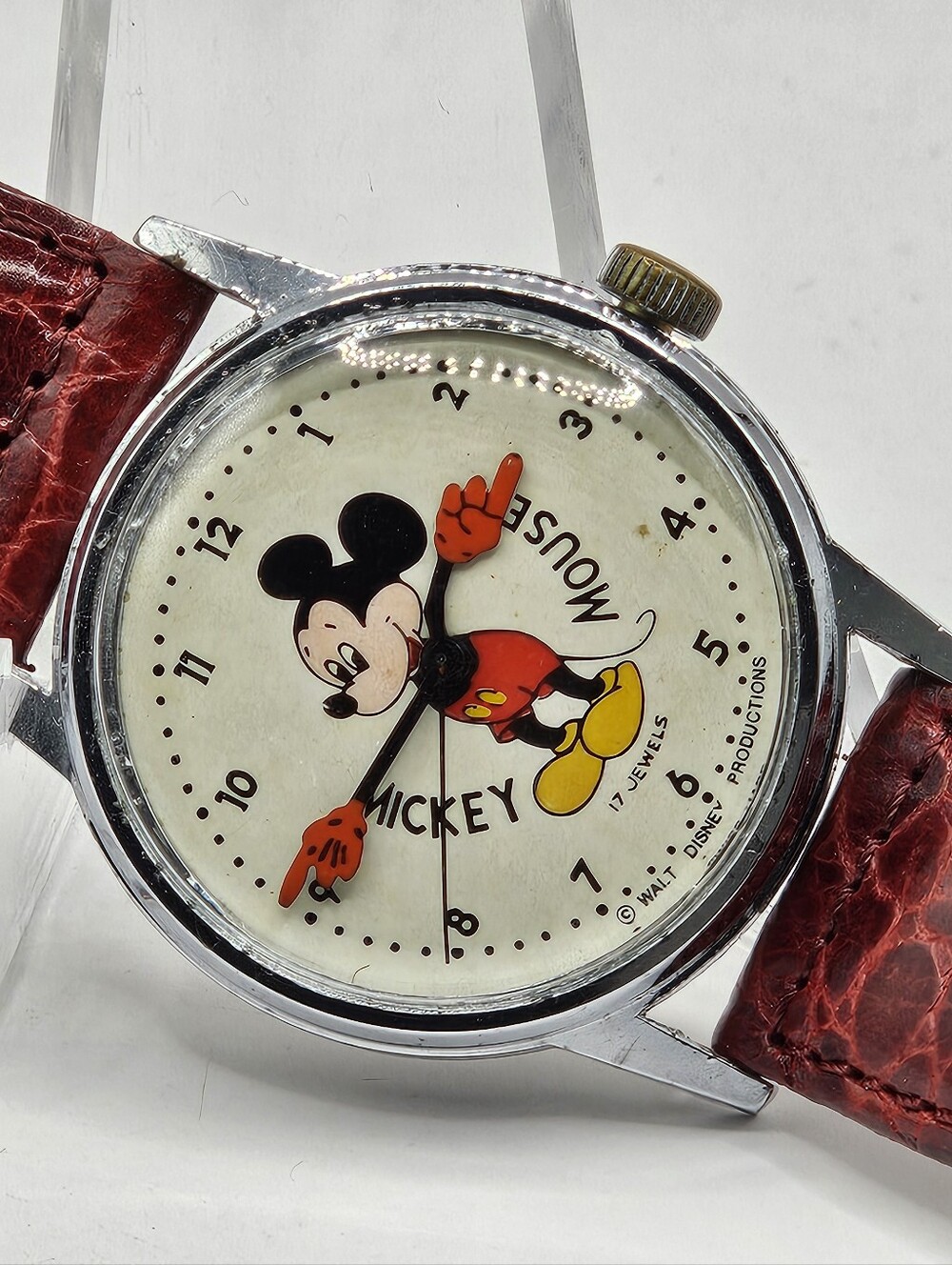 Walt Disney Mickey Mouse 17 Jewels Manually Wound Wristwatch Non-working